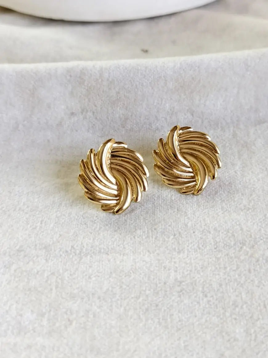 Elegant Golden Stud Earrings | AMOLA
