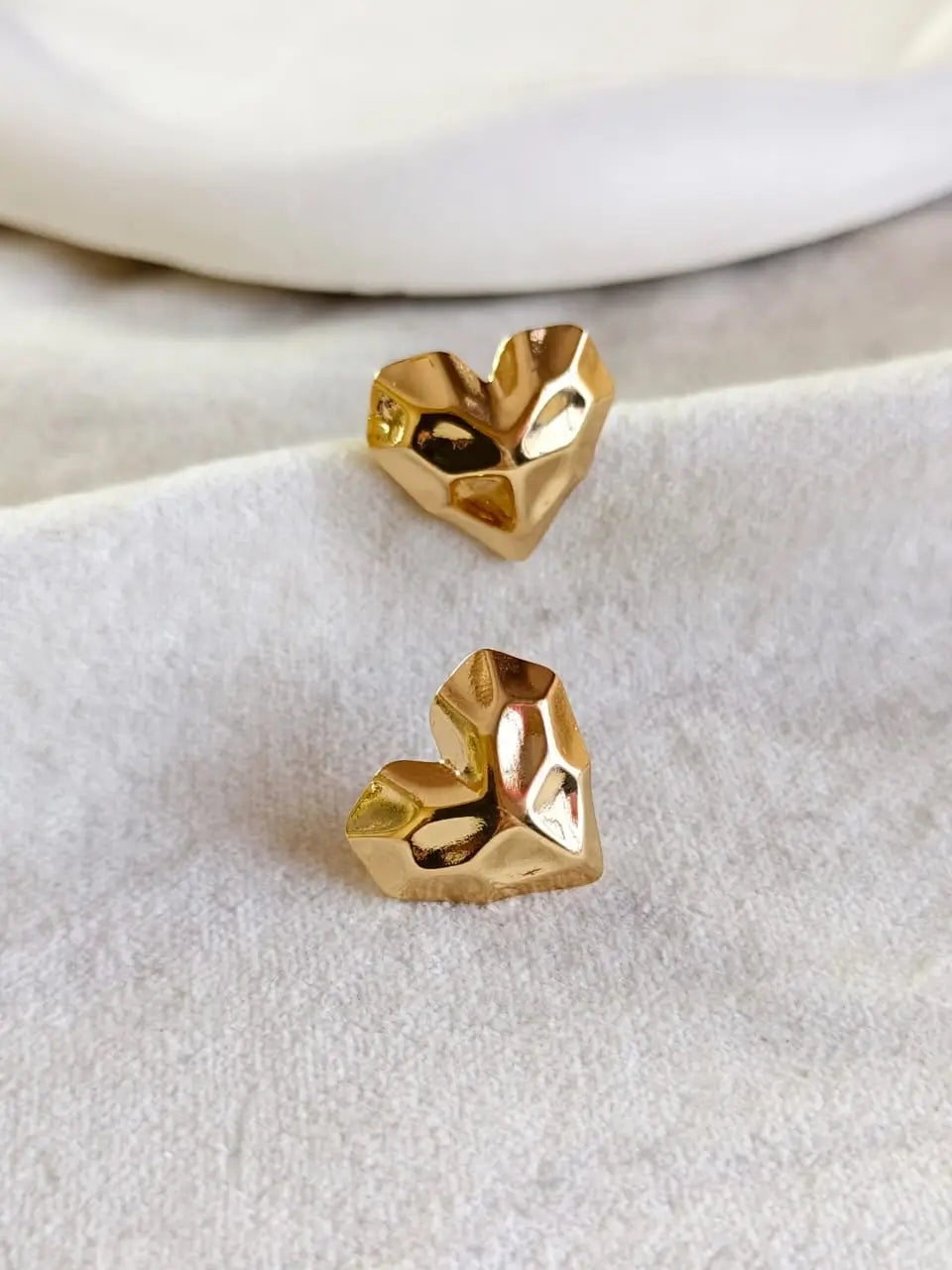 Golden Hammered Heart Mini Stud Earring | AMOLA