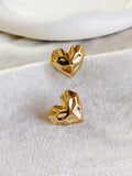 Golden Hammered Heart Mini Stud Earring | AMOLA