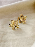 Golden Floral Statement Stud Earrings | AMOLA