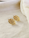 Golden Leaf Statement Stud Earrings | AMOLA