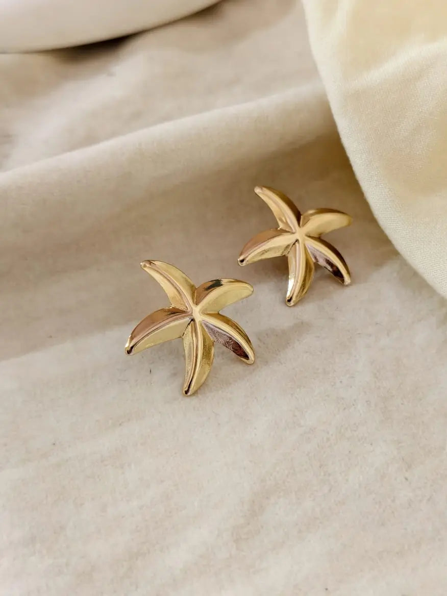 Golden Starfish Anti-Tarnish Steel Studs | AMOLA