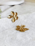 Golden Floral Anti-Tarnish Elegant Studs | AMOLA