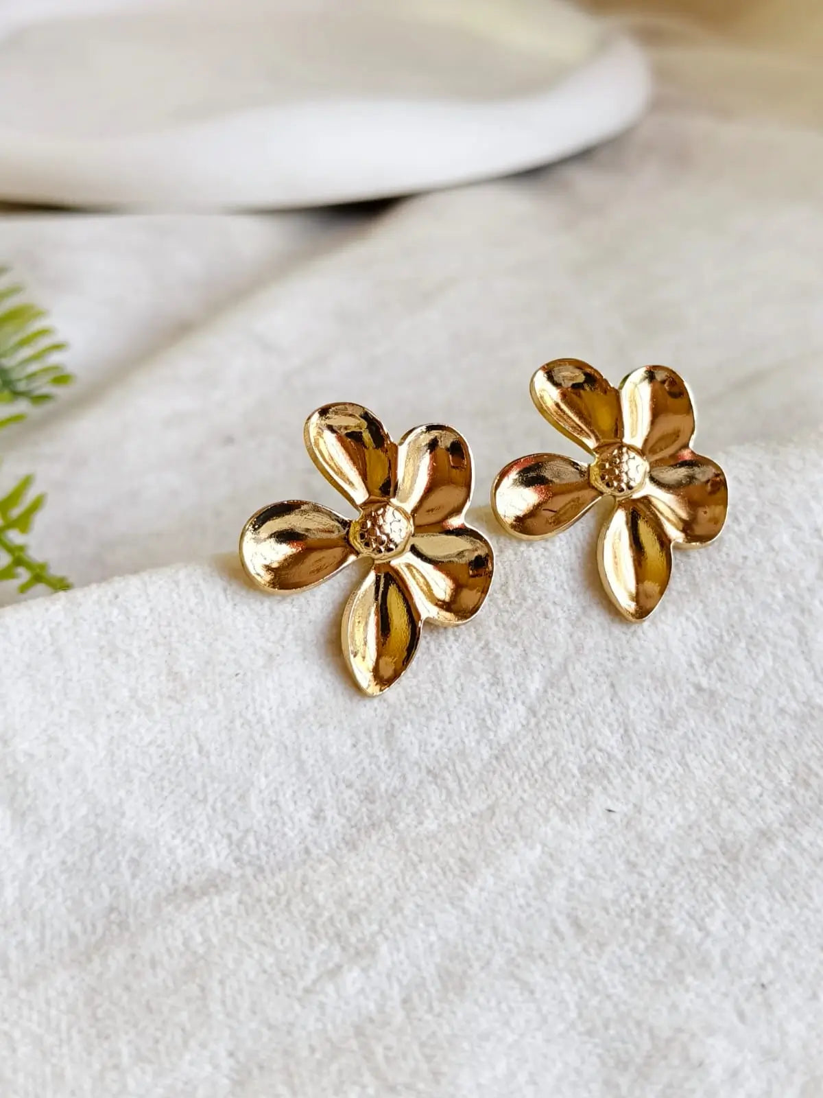Golden Floral Anti-Tarnish Elegant Studs | AMOLA