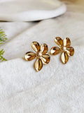 Golden Floral Anti-Tarnish Elegant Studs | AMOLA