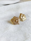 Textured Golden Floral Statement Studs | AMOLA