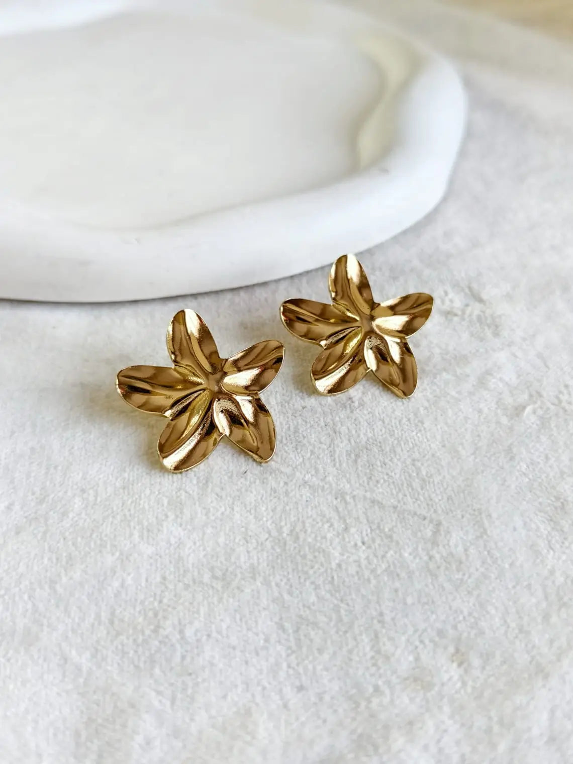 Golden Anti-Tarnish Blossom Floral Studs | AMOLA