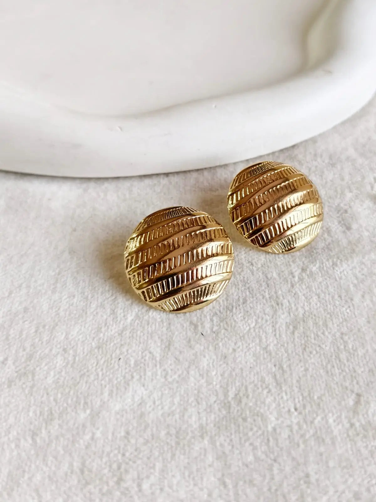 Elegant Gold-Plated Hollow Round Stud | AMOLA