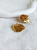 Golden Wave Pattern Round Studs | AMOLA