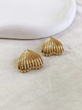 Golden Heart Shell Elegance Stud Earrings | AMOLA