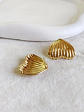 Golden Heart Shell Elegance Stud Earrings | AMOLA