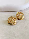 Basket Dome Textured Golden Stud Earrings | AMOLA