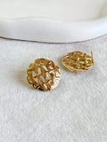 Basket Dome Textured Golden Stud Earrings | AMOLA