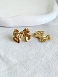 Chic Golden Bow Anti-Tarnish Stud Earrings | AMOLA