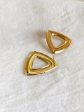 Minimal Gold Hollow Triangle Stud Earrings | AMOLA
