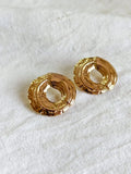 Golden Hammered Irregular Round Earrings | AMOLA