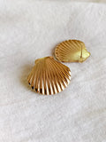 Golden Anti-Tarnish Beach Shell Ear Stud | AMOLA