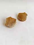 Golden Anti-Tarnish Beach Shell Ear Stud | AMOLA