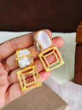 Golden Matte Baroque Pearl Stud | AMOLA