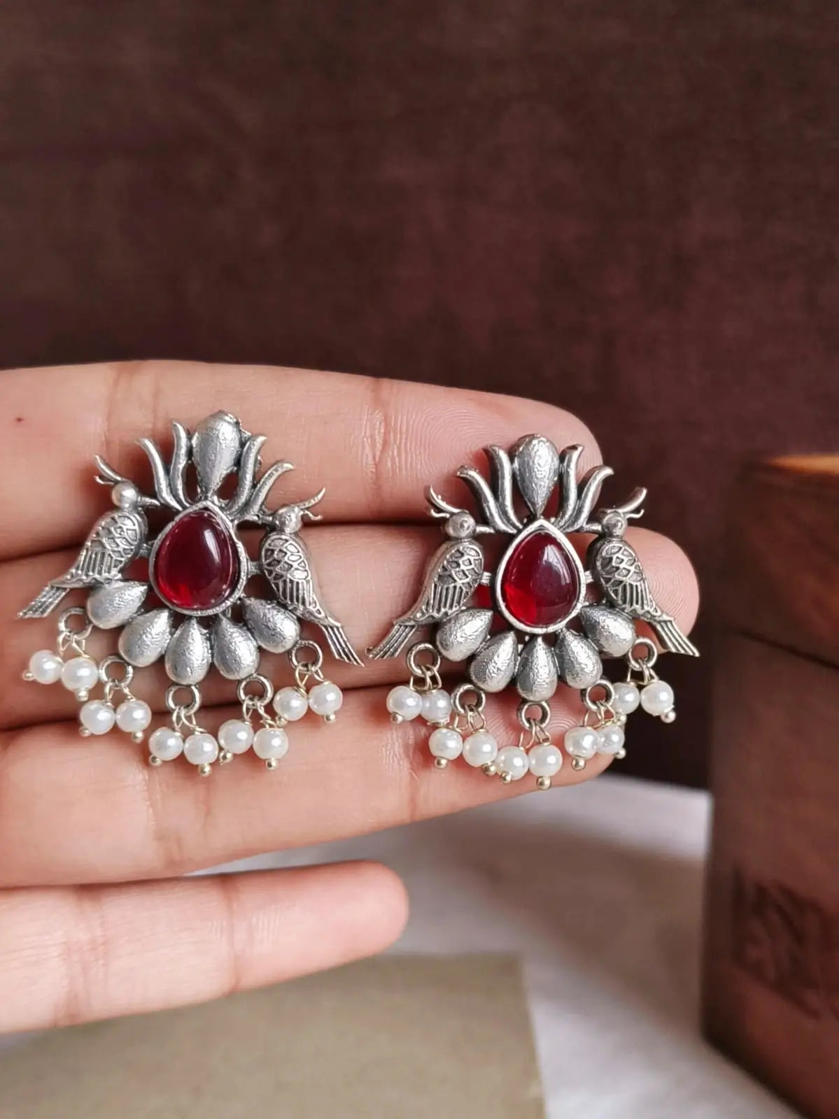 Silver Monalisa Pearl Drop Stud Earring | AMOLA