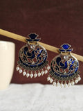 Meenakari Peacock Oxidized Chandbali Earring | AMOLA
