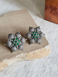 Oxidized Silver Plated Floral Stud Earring | AMOLA