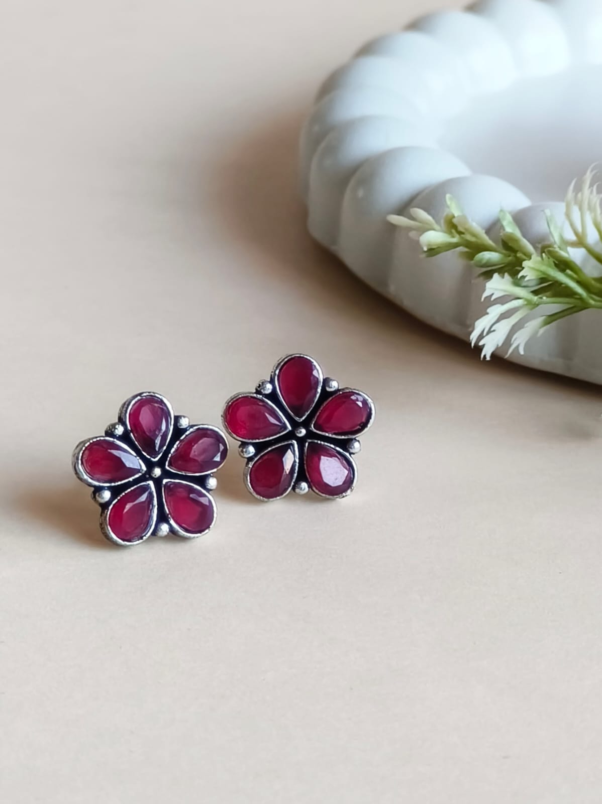 Daily Wear Oxidized Floral Studs | AMOLA