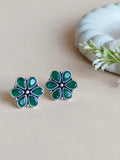 Daily Wear Floral Oxidized Stud Earrings | AMOLA