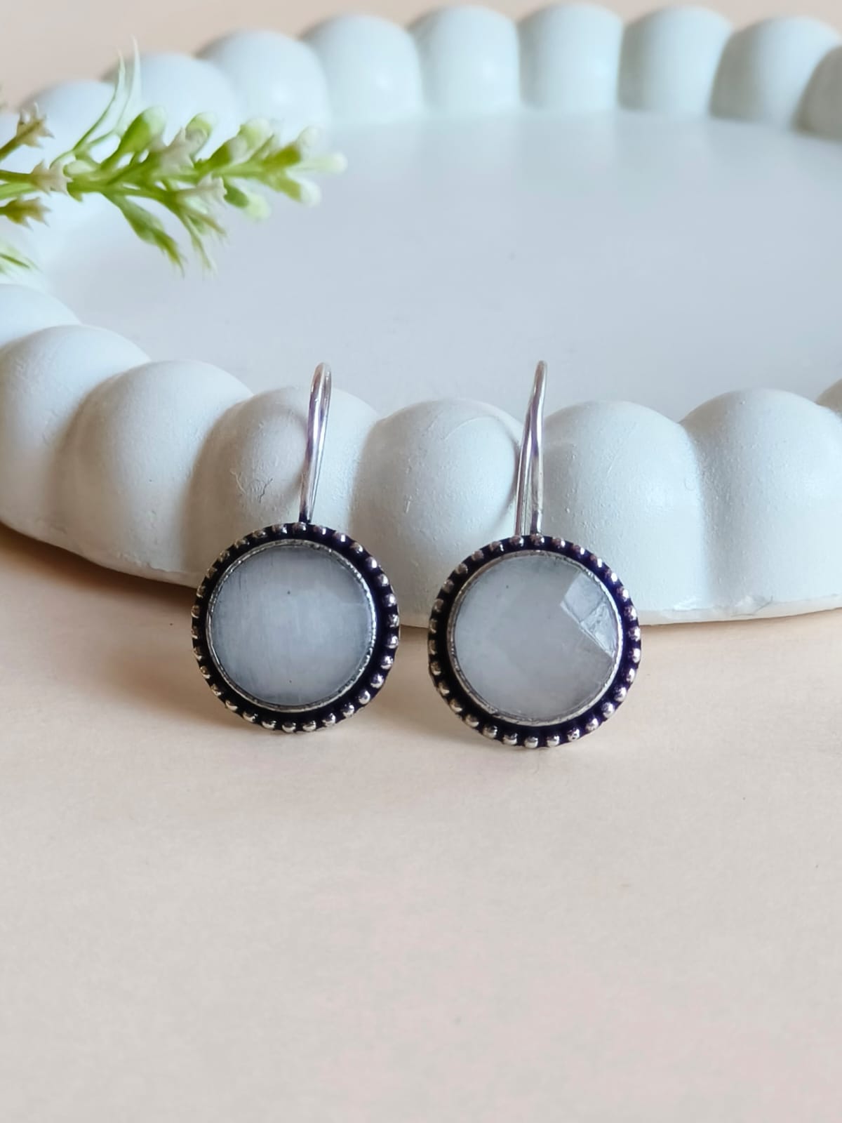 Circle Oxidised Hook Earrings | AMOLA