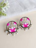 Hand painted Oxidized Flower Studs | AMOLA