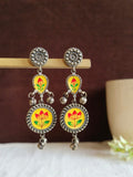 Oxidized Silver Meenakari Ghungroo Earrings