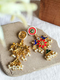 Golden Multicolor Enamel Dangler Earring | AMOLA
