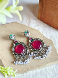 Silver Monalisa Stone Dangler Earrings | AMOLA