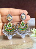 Dual Tone Kundan Pearl Chandbali Dangler | AMOLA