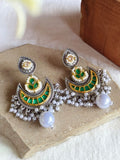 Dual Tone Kundan Pearl Chandbali Dangler | AMOLA
