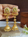 Kashmiri Golden Long Drop Jhumka Earrings | AMOLA