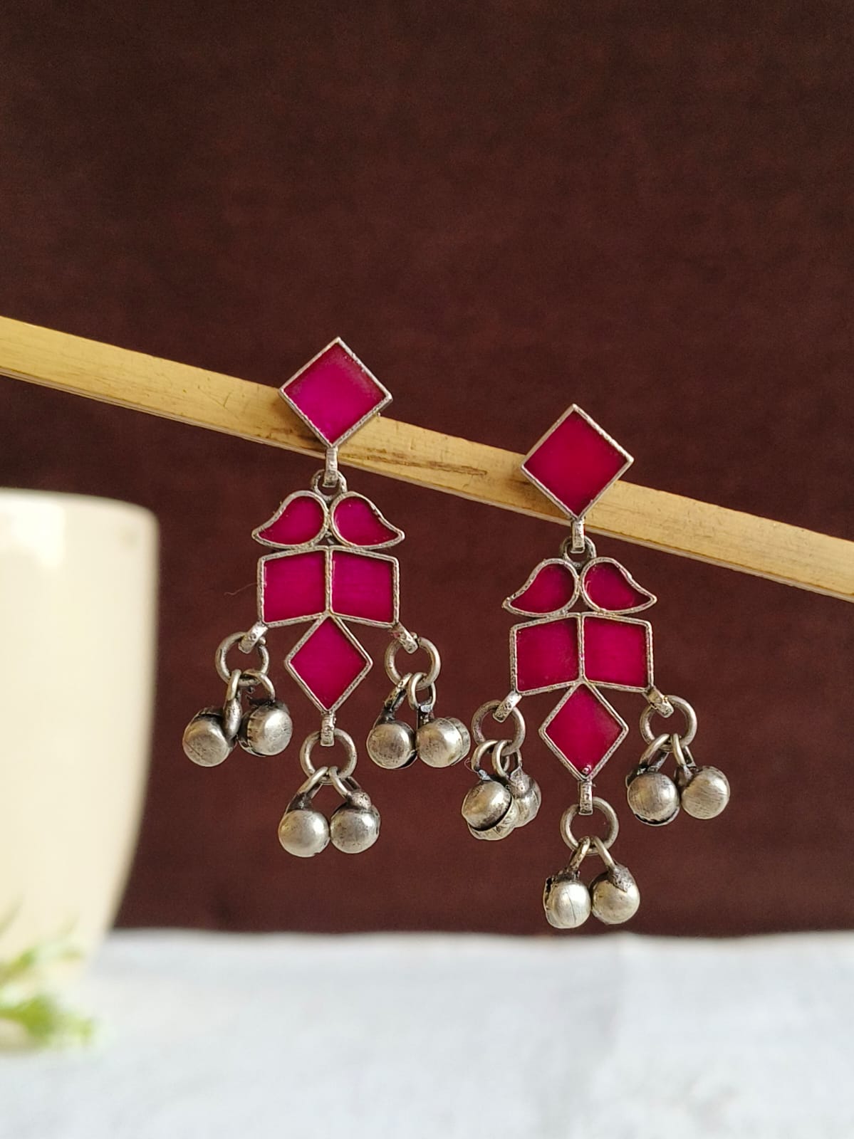 Hand painted Enamel Ghungroo Dangler Earrings | AMOLA