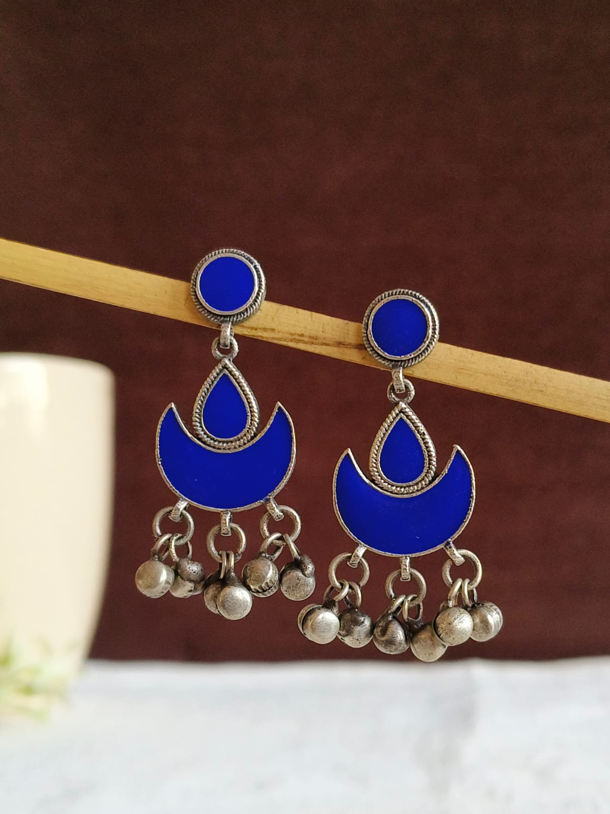 Hand painted Enamel Oxidised Earrings | AMOLA