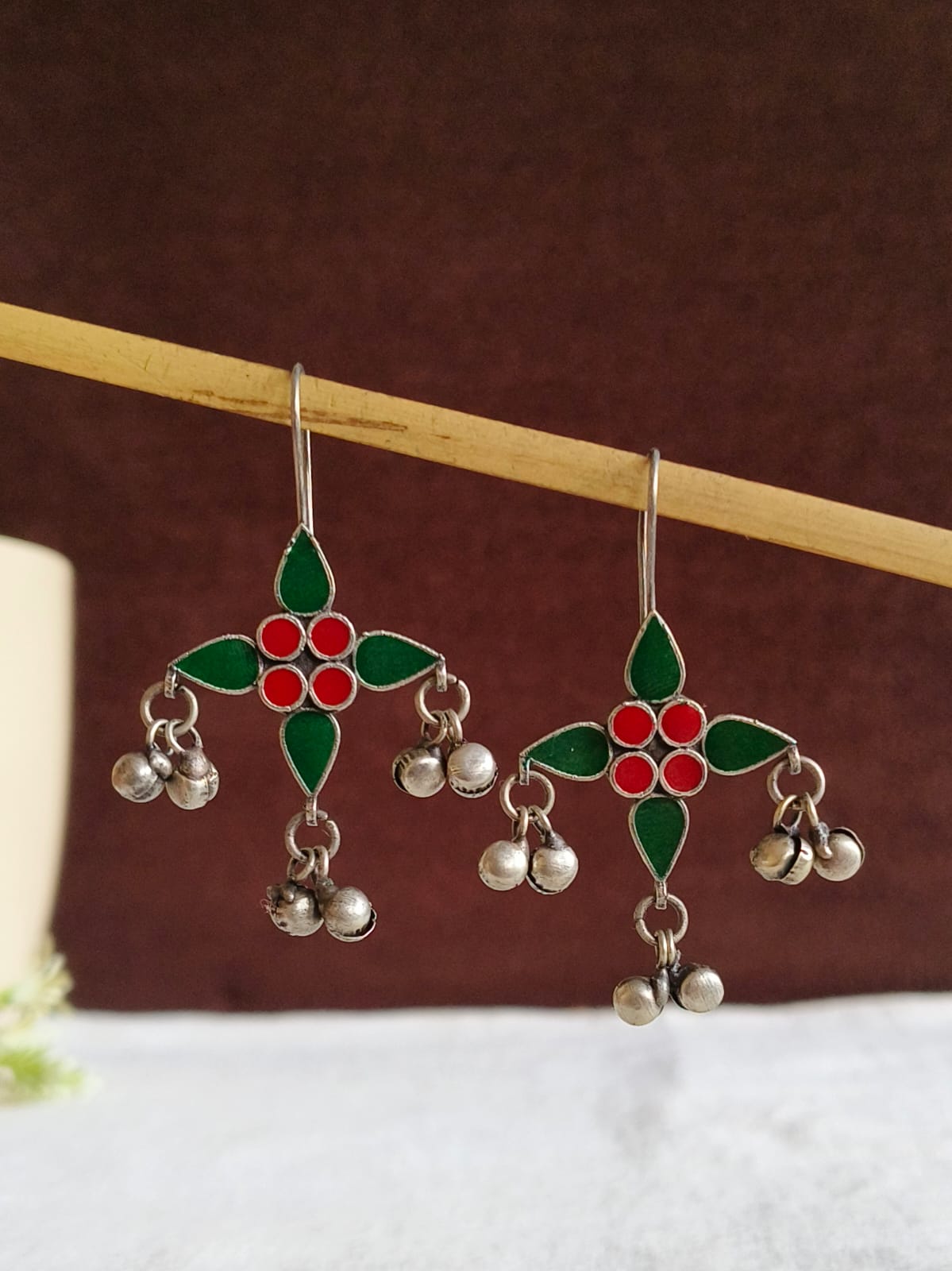 Oxidised Enamel Ghungroo Drop Earrings | AMOLA