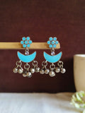 Oxidized Silver Enamel Ghungroo Drop Earring | AMOLA