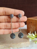 Ornate Silver Ball Charm Dangler Earrings | AMOLA