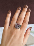 Oxidised Silver Butterfly Gemstone Ring |  AMOLA
