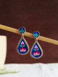 Oxidised Teardrop Enamel Dangler Earrings | Amola