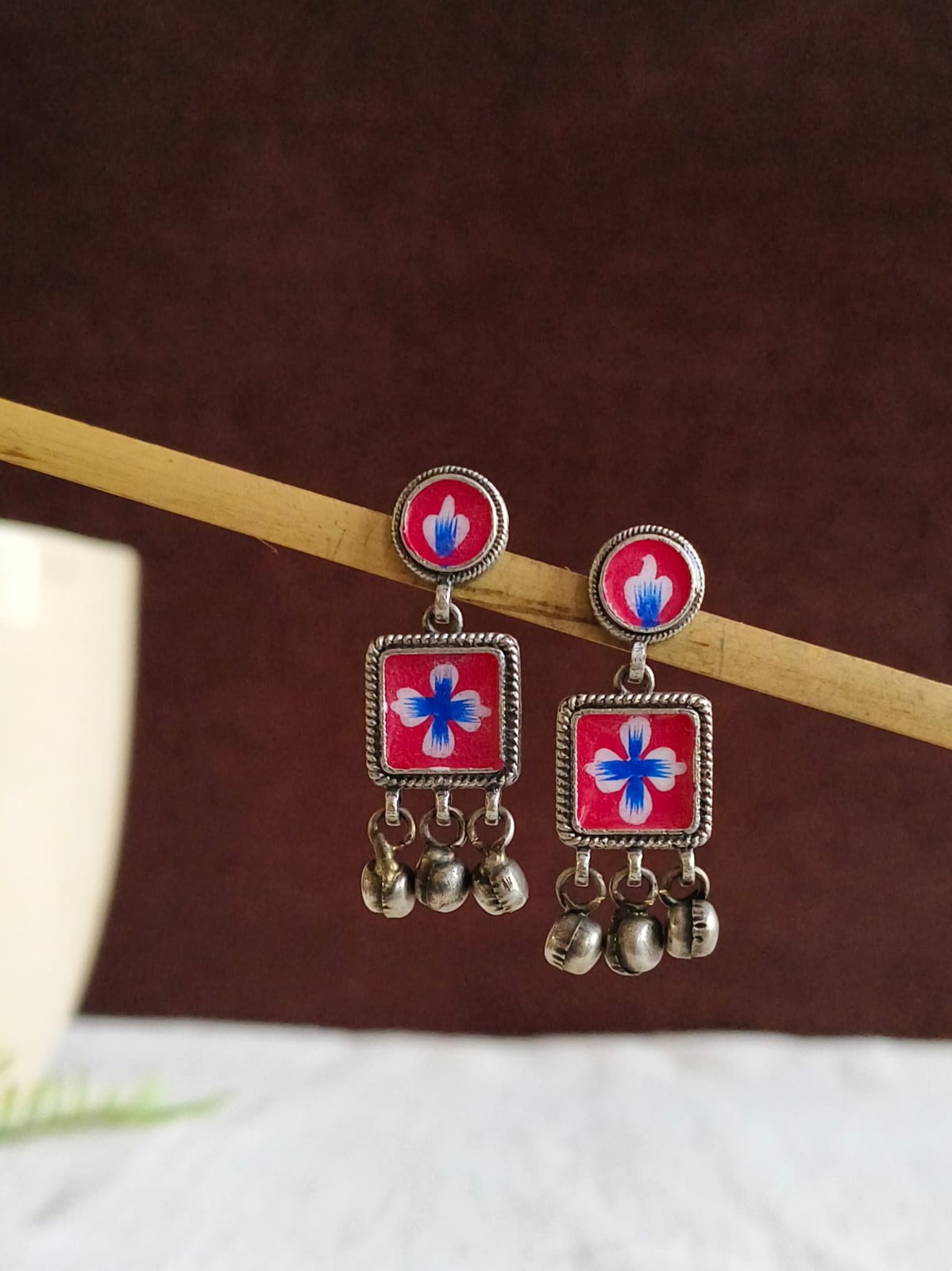 Hand-Painted Enamel Earrings