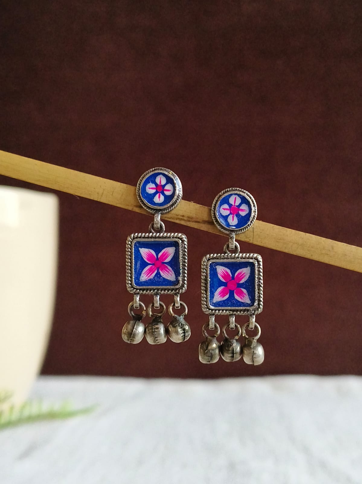 Hand-Painted Enamel Earrings