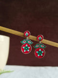 Enamel Oxidized Silver Dangler Earrings | AMOLA