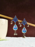 Hand-Painted Meenakari Floral Oxidized Silver Earring