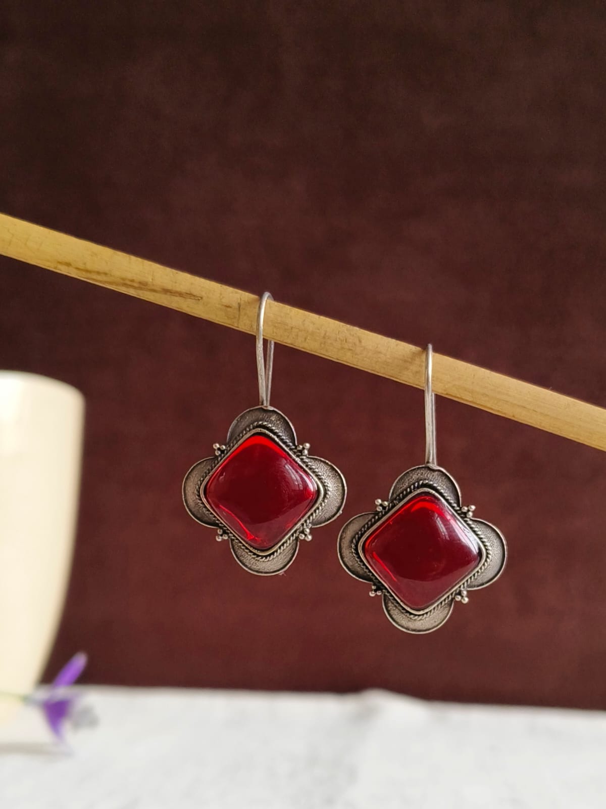 Silver looka like Oxidized Hook Earring | AMOLA