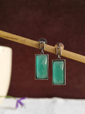 Silver plated Oxidized Turquoise Dangle Earrings | AMOLA