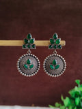 Silver Oxidized Stone Ethnic Drop Earrings | AMOLA